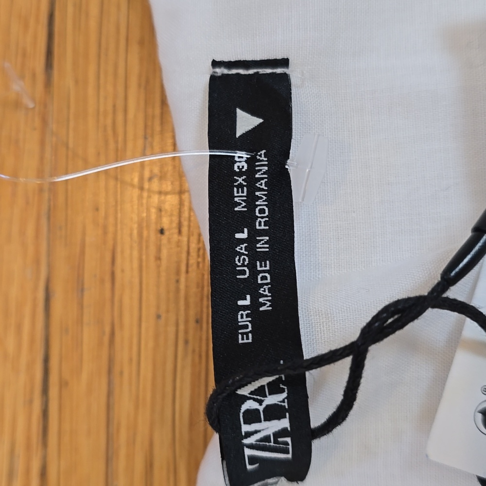 NWT, Zara, White Poplin Puff Sleeve Ruched Maxi Dress, Women's L - Picture 5 of 14